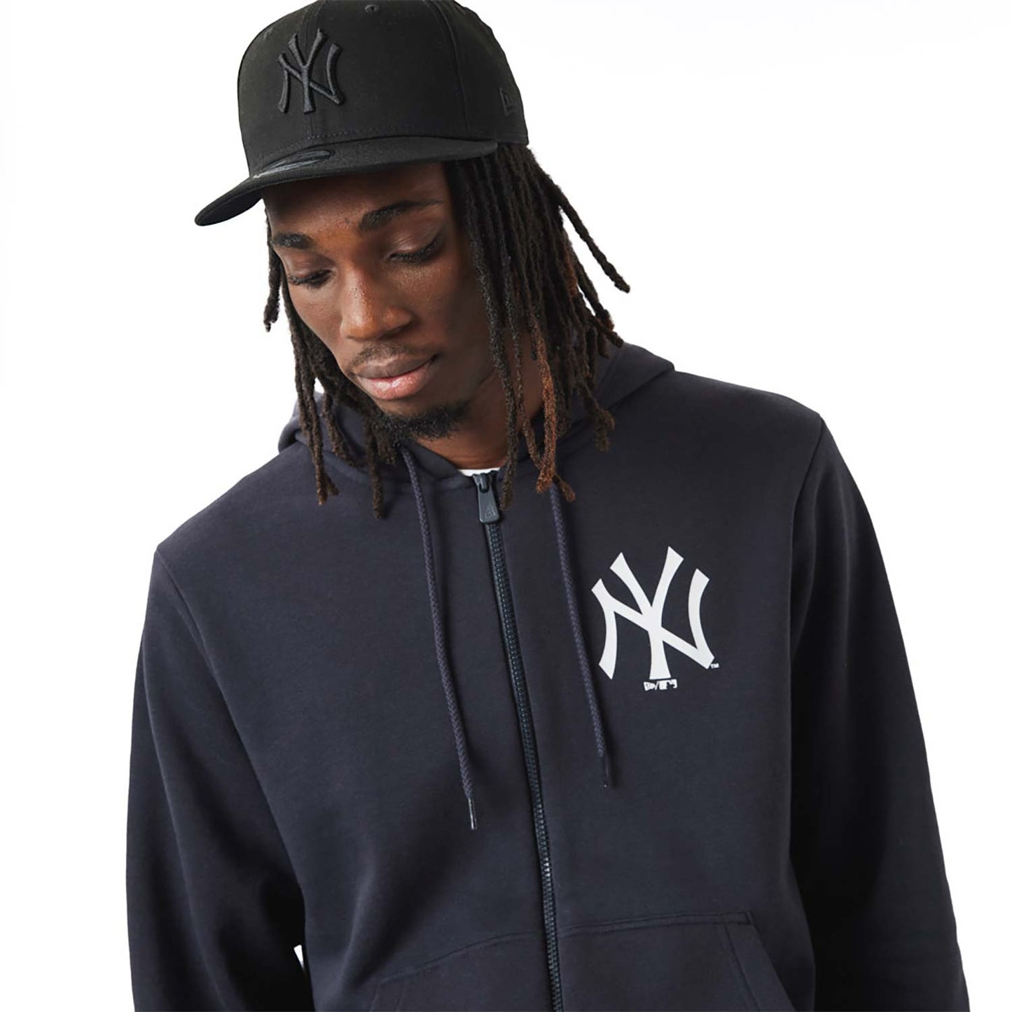 Felpa con cappuccio e zip New York Yankees MLB League Essential Blu Navy