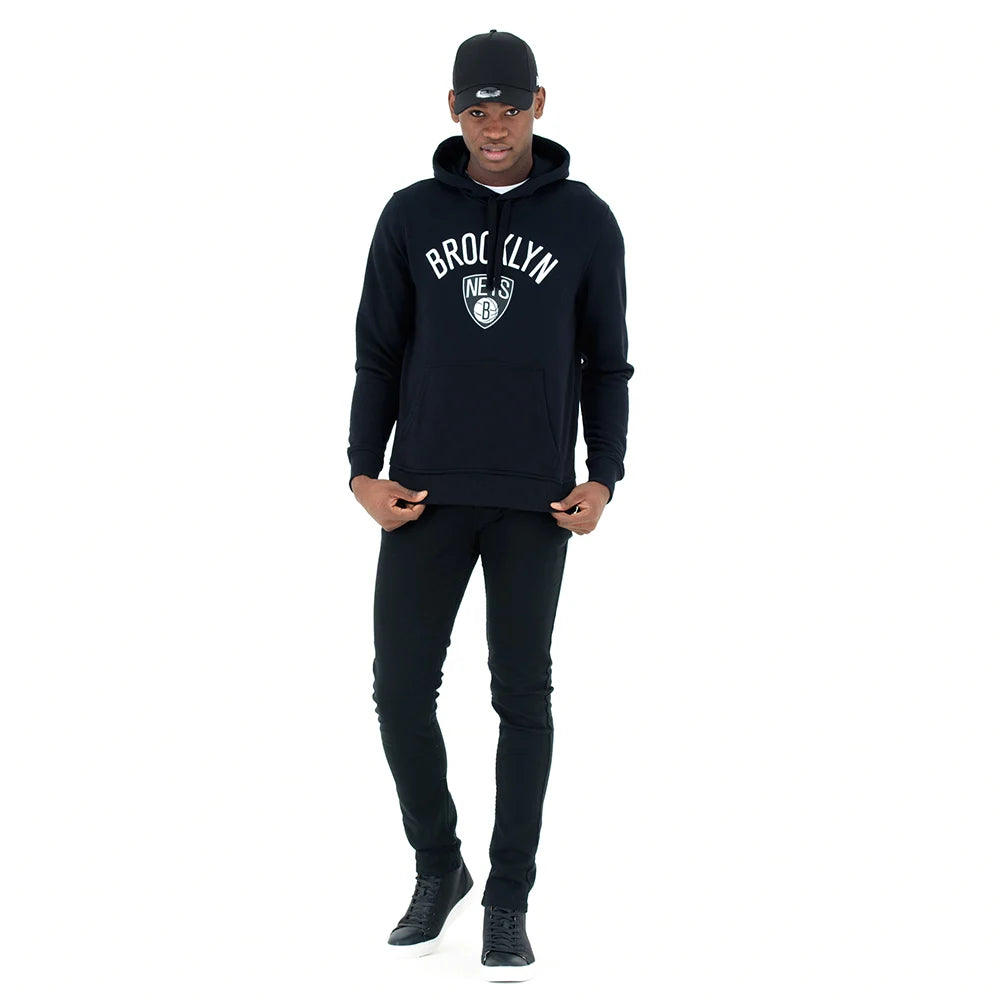 Felpa con cappuccio Brooklyn Nets nera