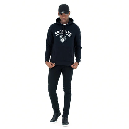 Felpa con cappuccio Brooklyn Nets nera