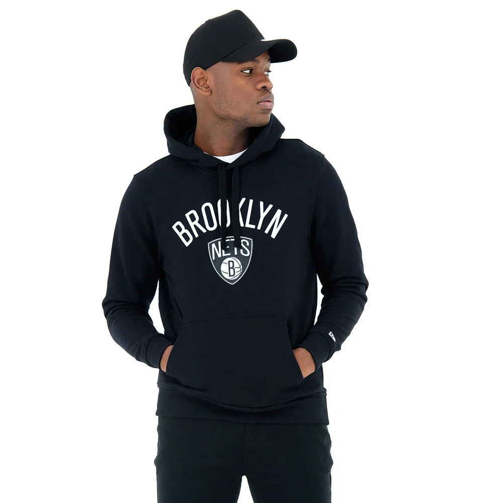 Felpa con cappuccio Brooklyn Nets nera