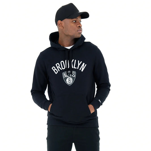 Felpa con cappuccio Brooklyn Nets nera