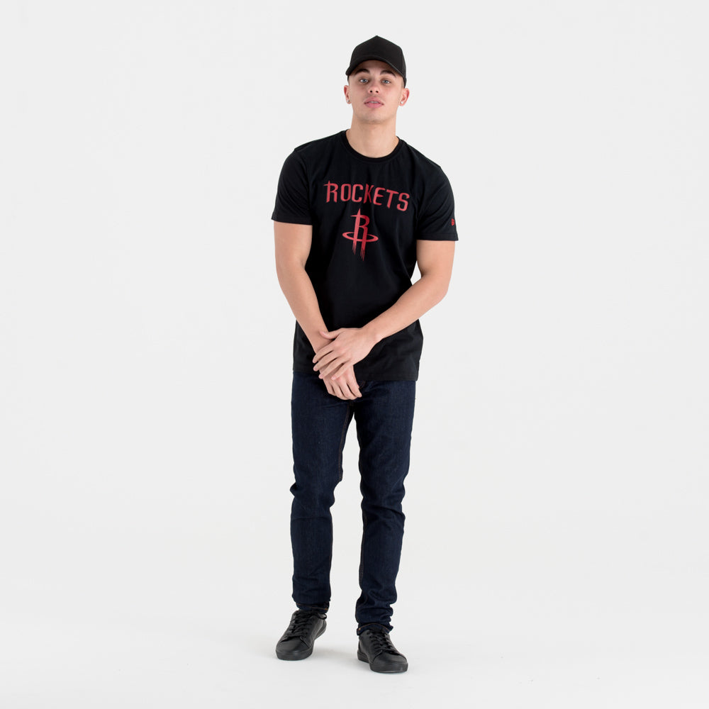 T-shirt nera con logo della squadra NBA degli Houston Rockets