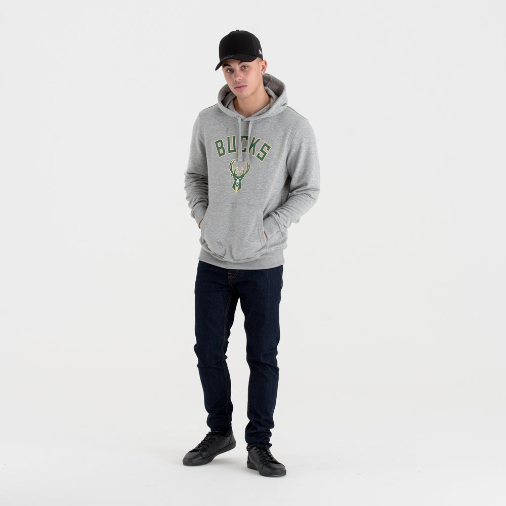 Felpa con cappuccio Milwaukee Bucks Team Logo grigia