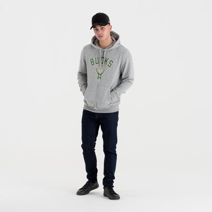 Felpa con cappuccio Milwaukee Bucks Team Logo grigia