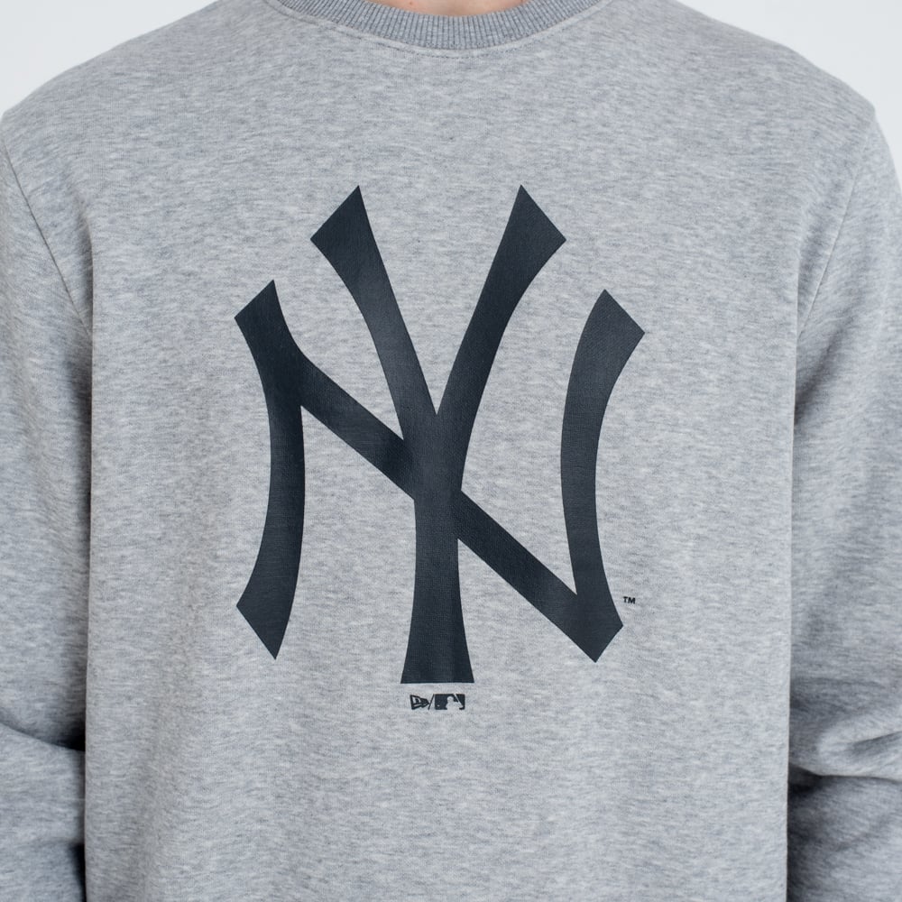 New York Yankees MLB Team Logo Felpa girocollo grigia