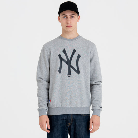 New York Yankees MLB Team Logo Felpa girocollo grigia