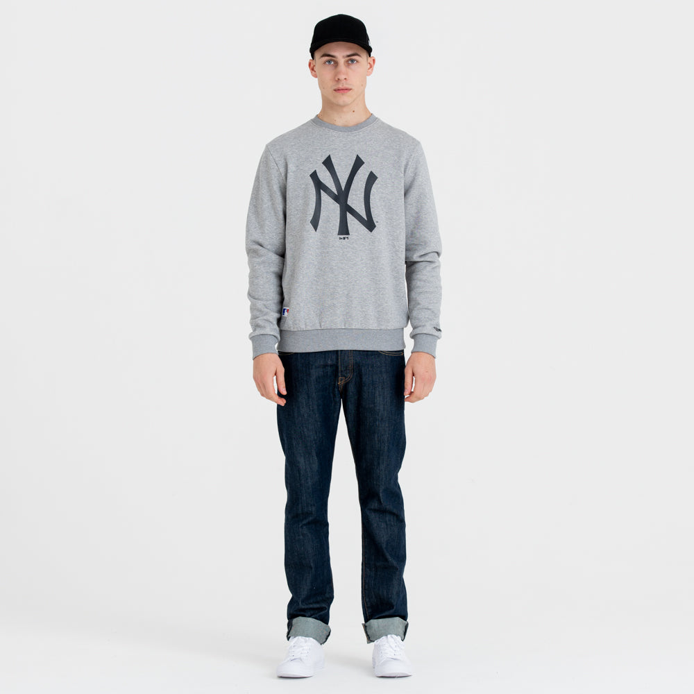 New York Yankees MLB Team Logo Felpa girocollo grigia