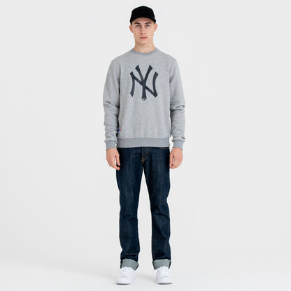 New York Yankees MLB Team Logo Felpa girocollo grigia
