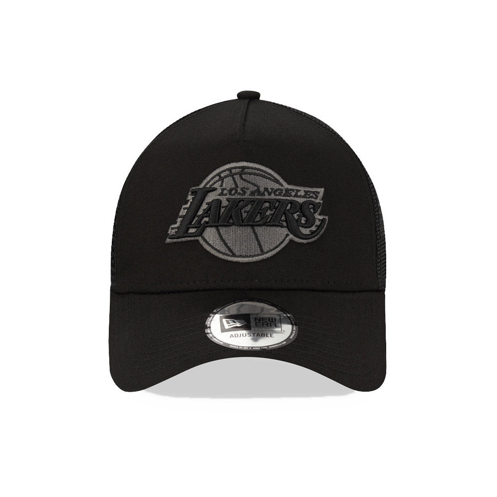 New Era LA Lakers Tonal Black A-Frame Trucker Cap
