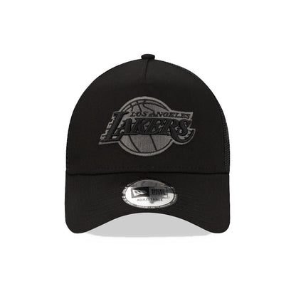 New Era LA Lakers Tonal Black A-Frame Trucker Cap