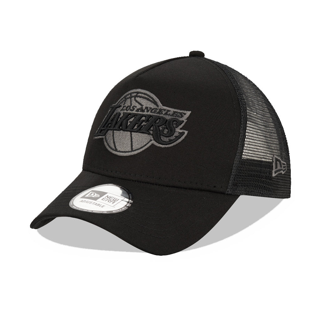 New Era LA Lakers Tonal Black A-Frame Trucker Cap