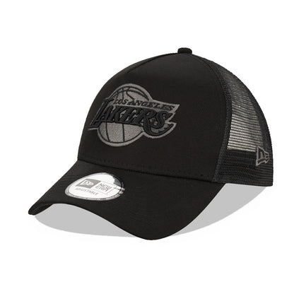New Era LA Lakers Tonal Black A-Frame Trucker Cap