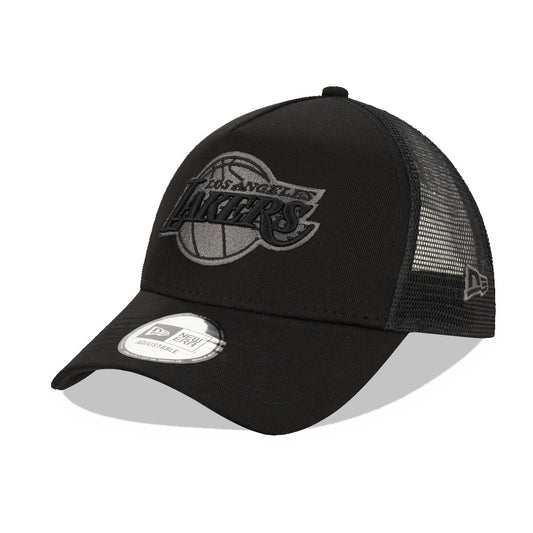 New Era LA Lakers Tonal Black A-Frame Trucker Cap