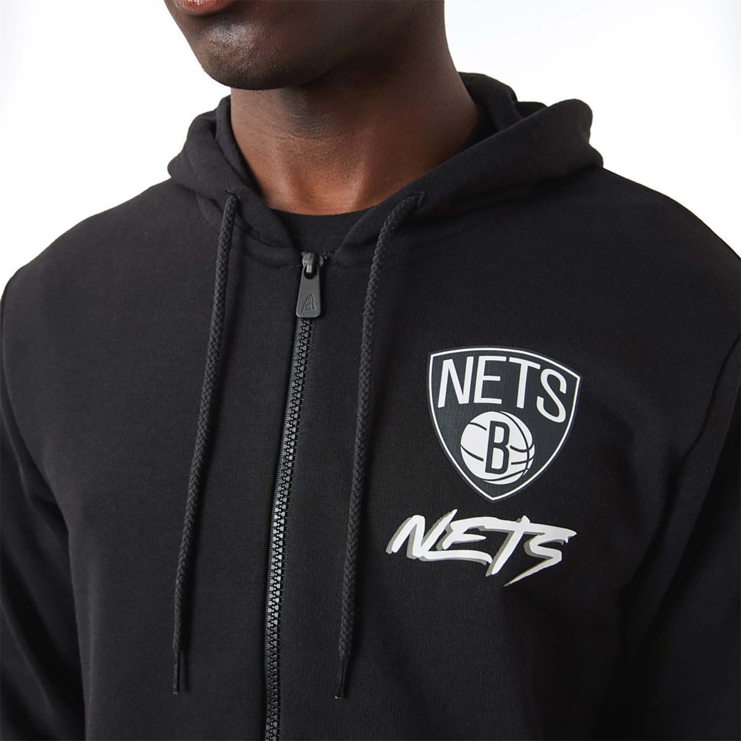 Felpa con cappuccio e zip Brooklyn Nets NBA Script nera