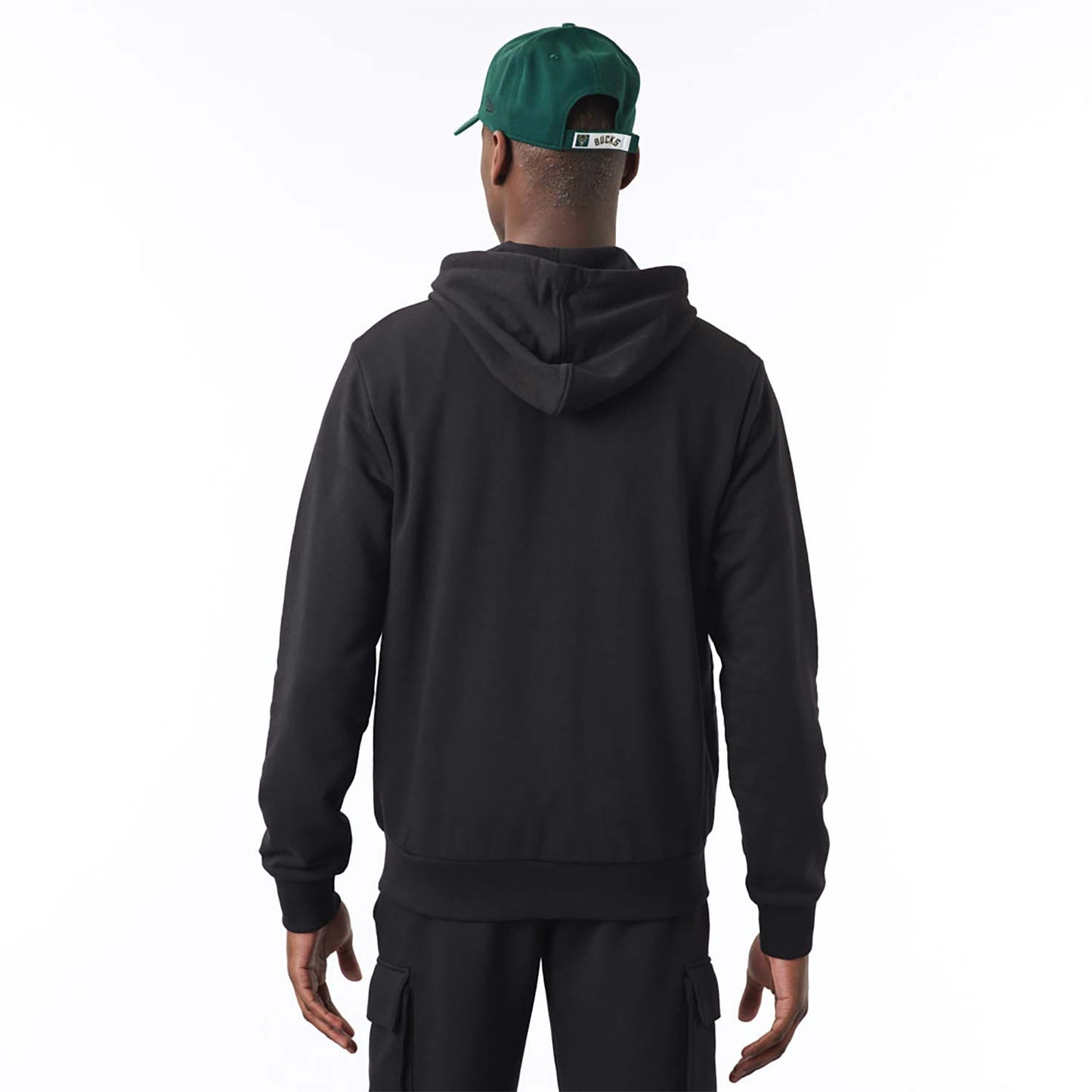 Felpa con cappuccio e zip Milwaukee Bucks NBA Script nera