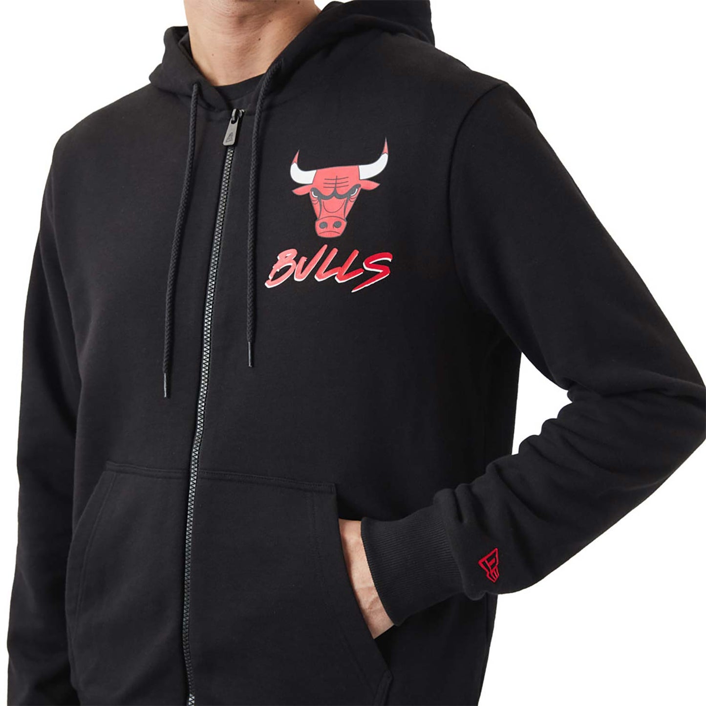 Felpa con cappuccio e zip Chicago Bulls NBA Script nera