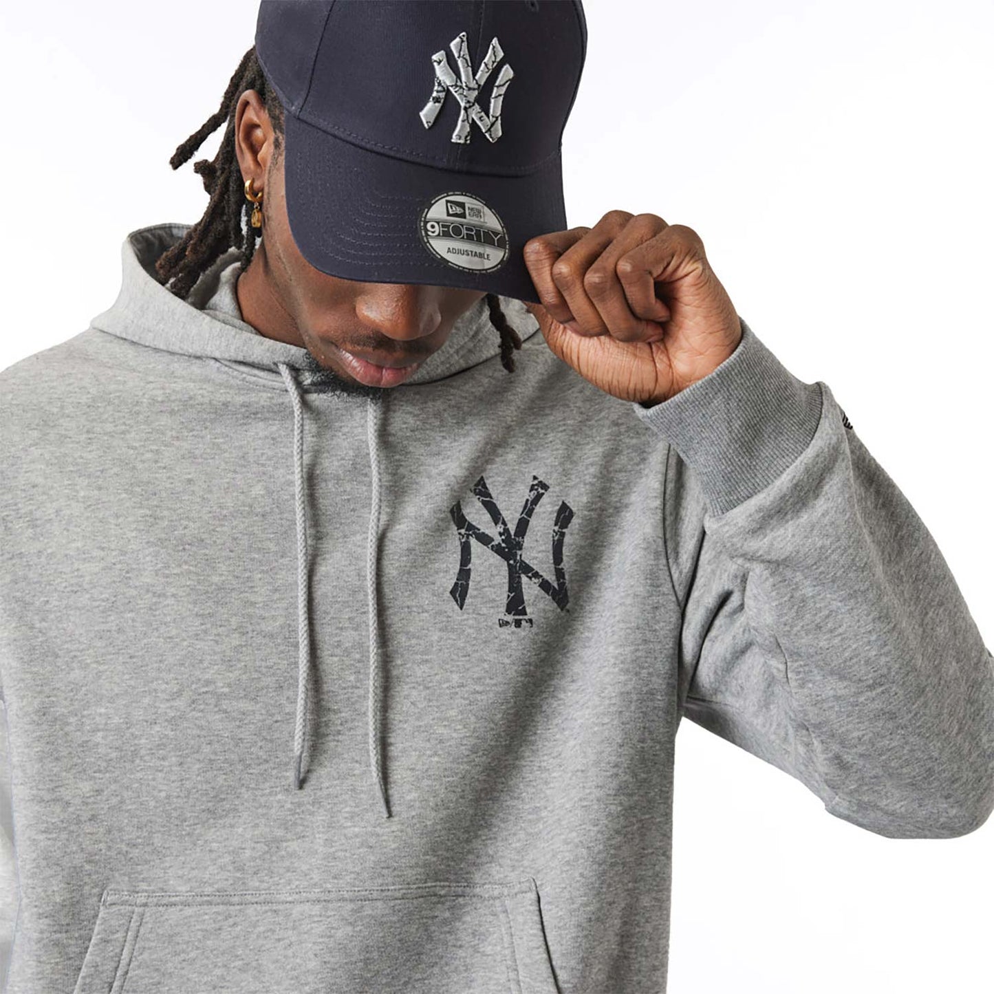 Felpa con cappuccio New York Yankees Logo Infill Grigia