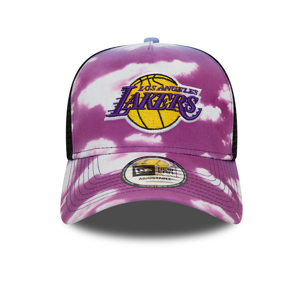 LA Lakers Cloud su tutto Stampa viola A-Frame Trucker Cap